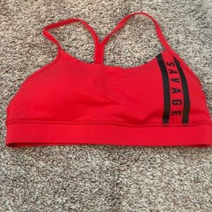 Red savage barbell sports bra size medium